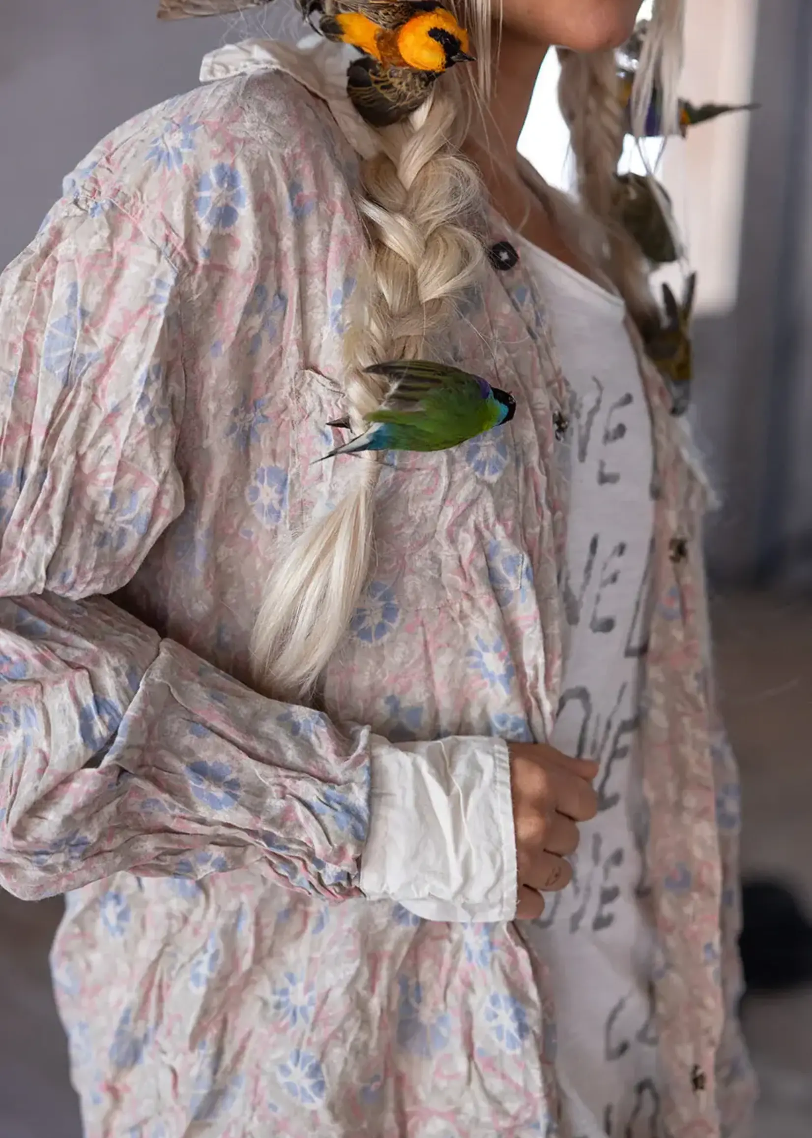 Magnolia Pearl Poplin Collar Boyfriend Shirt Top 943 Floraison One Size