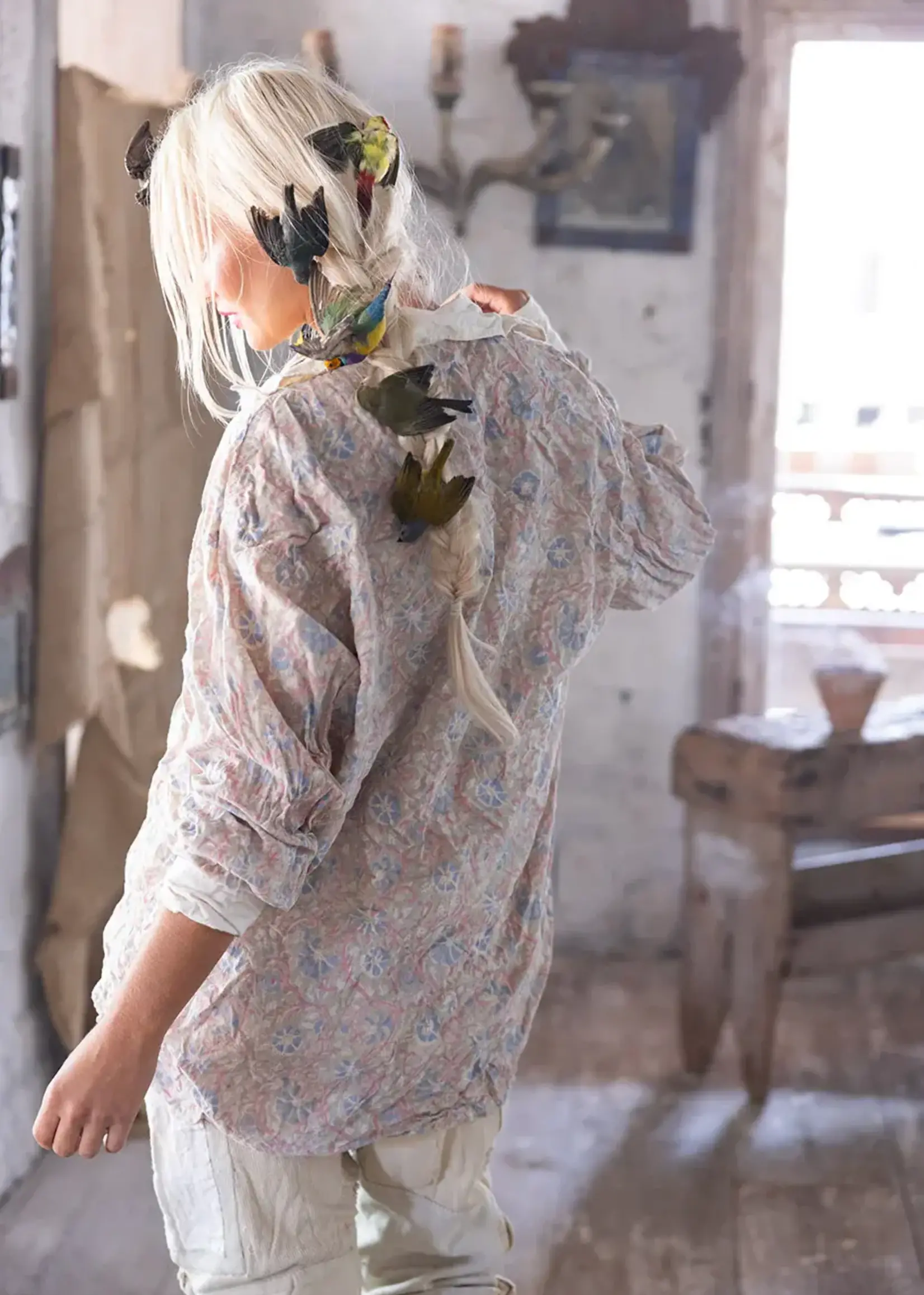 Magnolia Pearl Poplin Collar Boyfriend Shirt Top 943 Floraison One Size