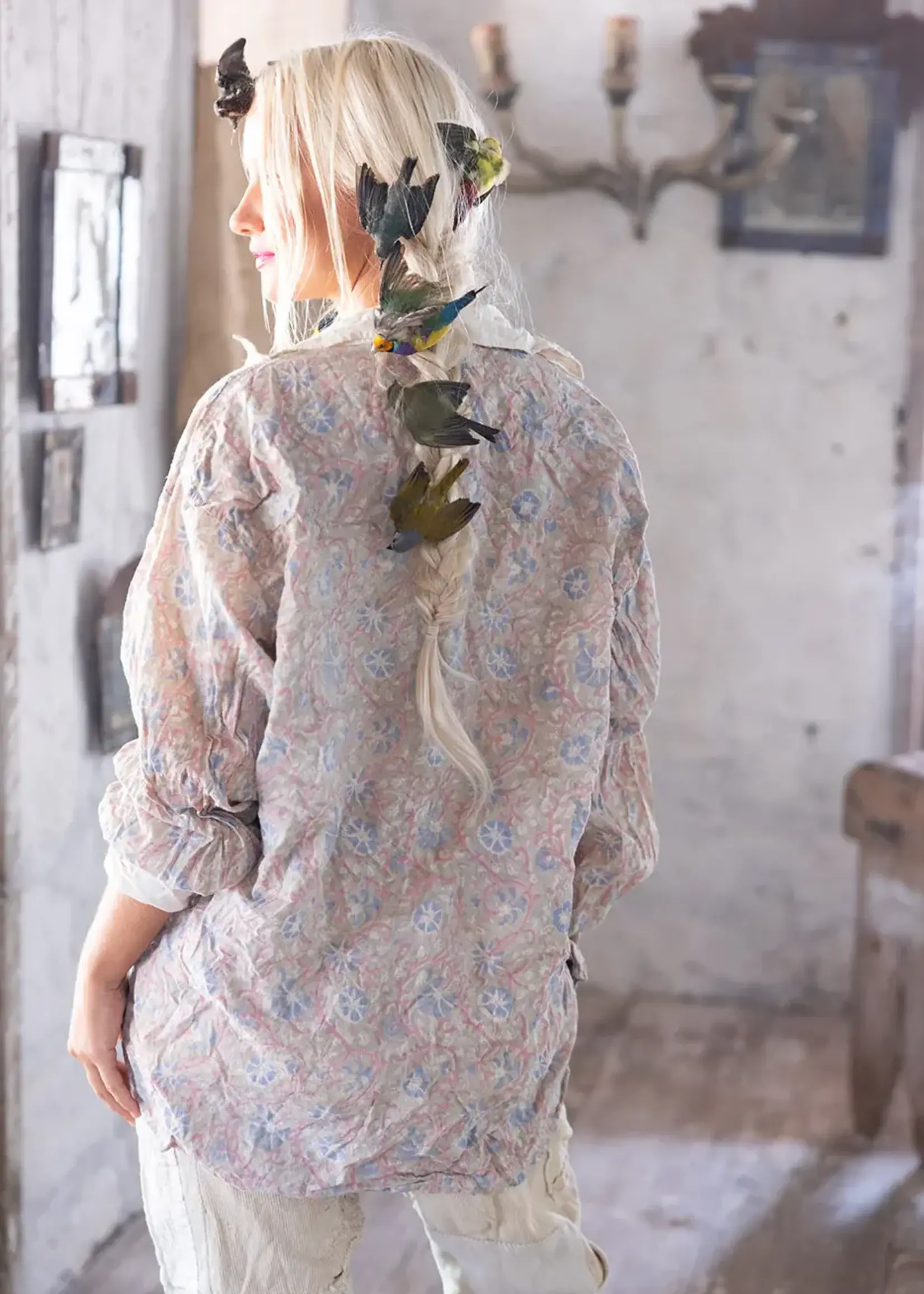 Magnolia Pearl Poplin Collar Boyfriend Shirt Top 943 Floraison One Size