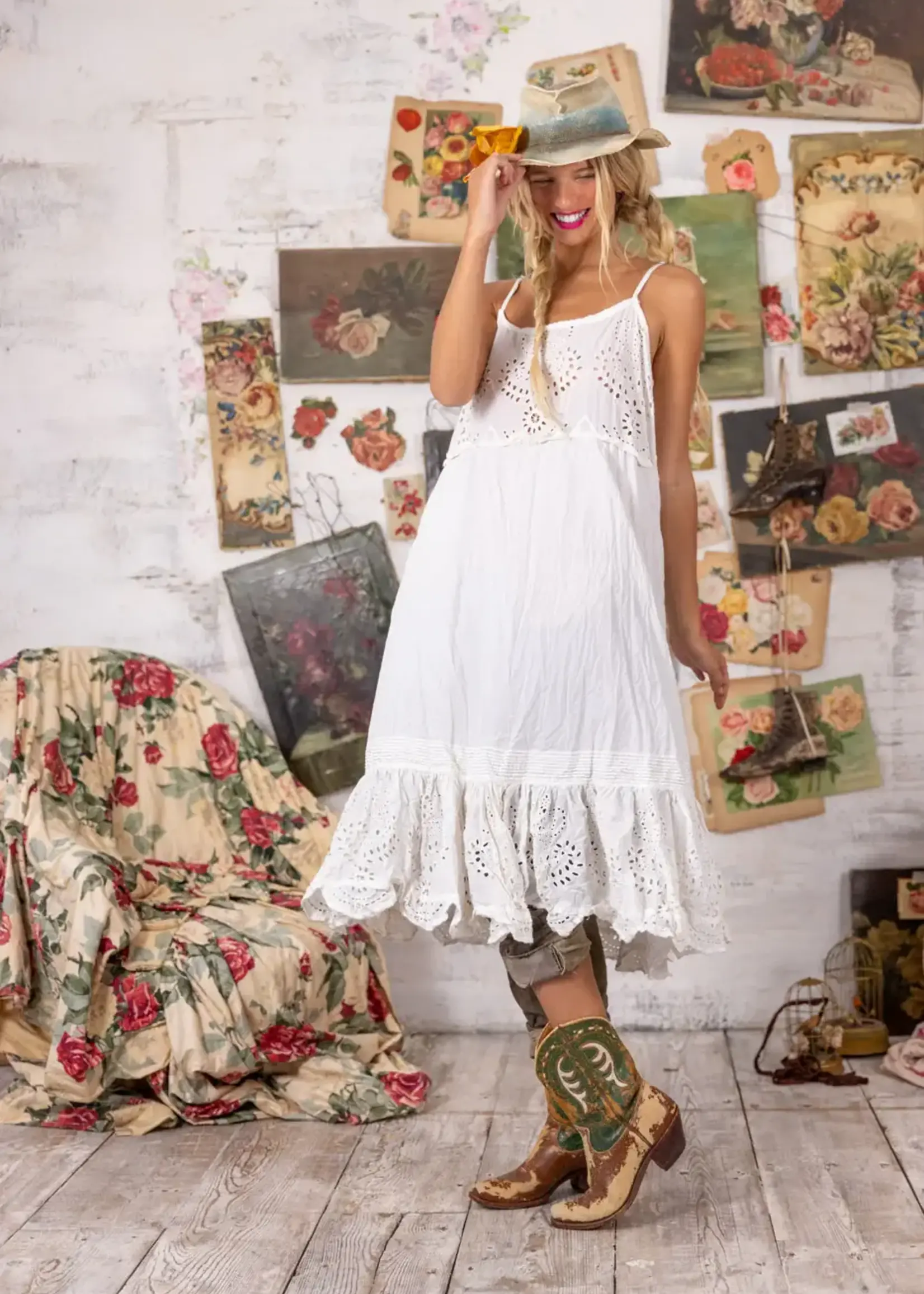 Magnolia Pearl Eyelet Lula Tank Dress 1177 True One Size