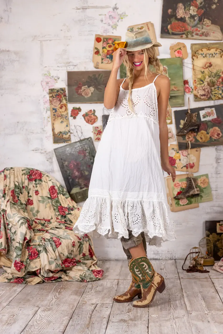 Magnolia Pearl Clothing Eyelet Lula Tank Dress 1177 True One