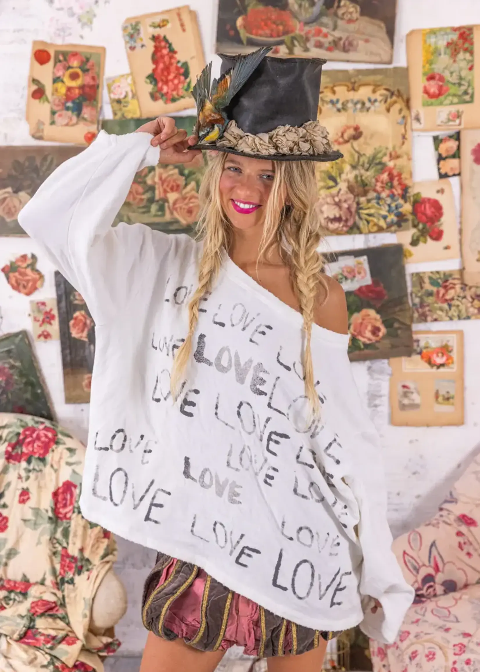 Magnolia Pearl Fleece Love Amor Nago Sweatshirt Top 2155 True