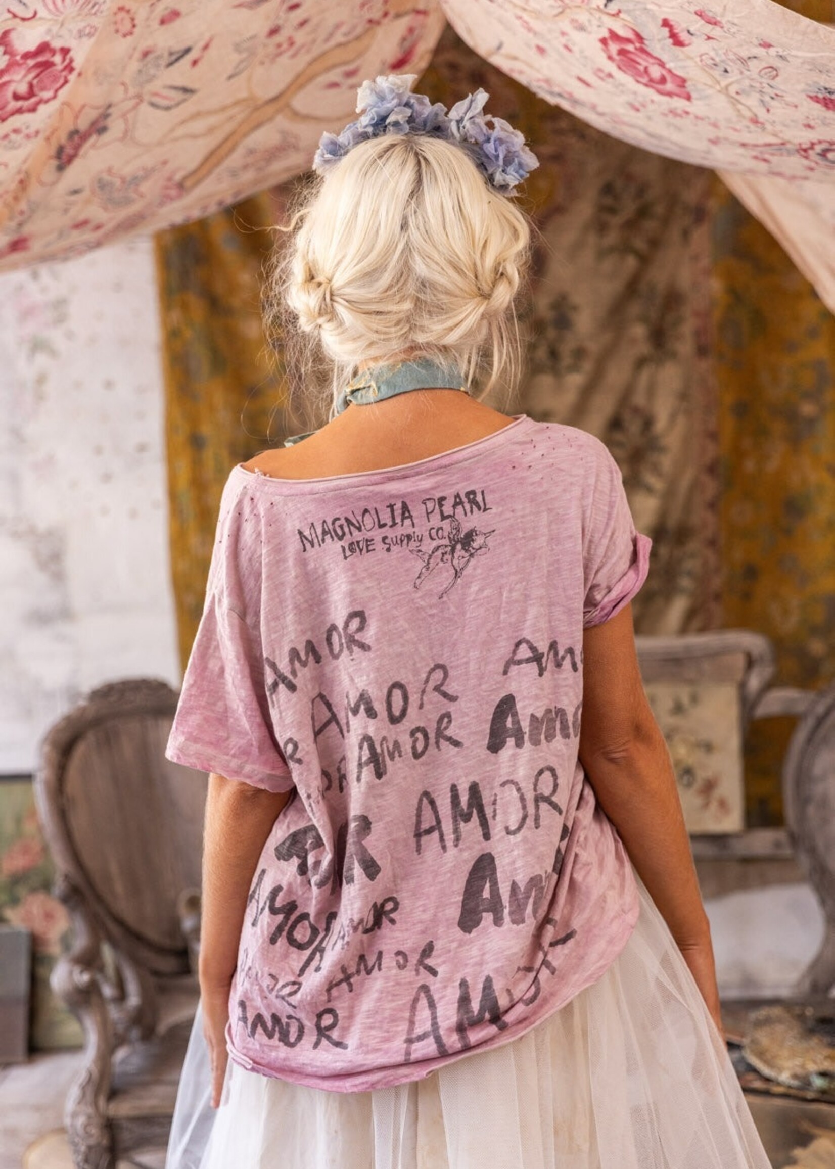 Magnolia Pearl Love Amor Tee Top 1944 Purple Boba One Size