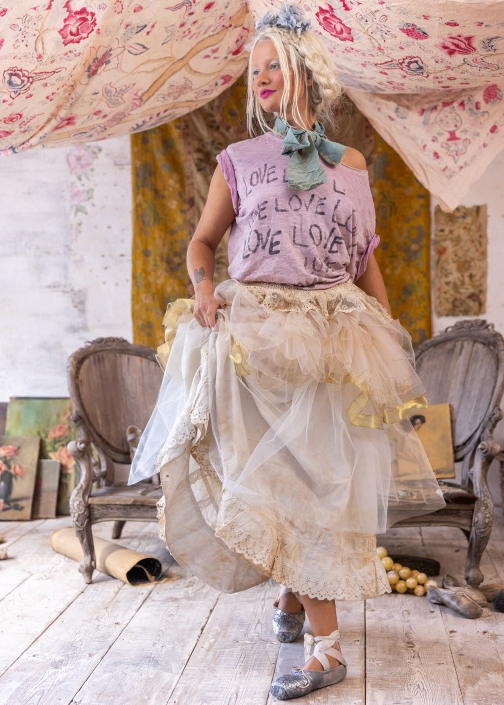 Magnolia Pearl Love Amor Tee Top 1944 Purple Boba One Size
