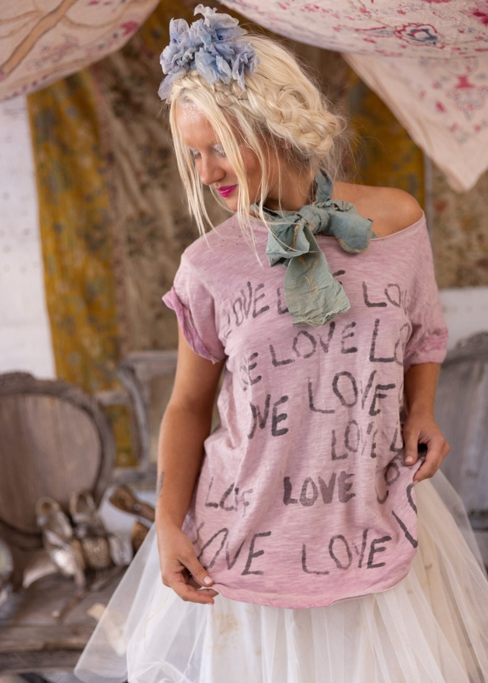 Magnolia Pearl Love Amor Tee Top 1944 Purple Boba One Size