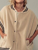 Sherpa Varsity Vest Cream One Size Oversized