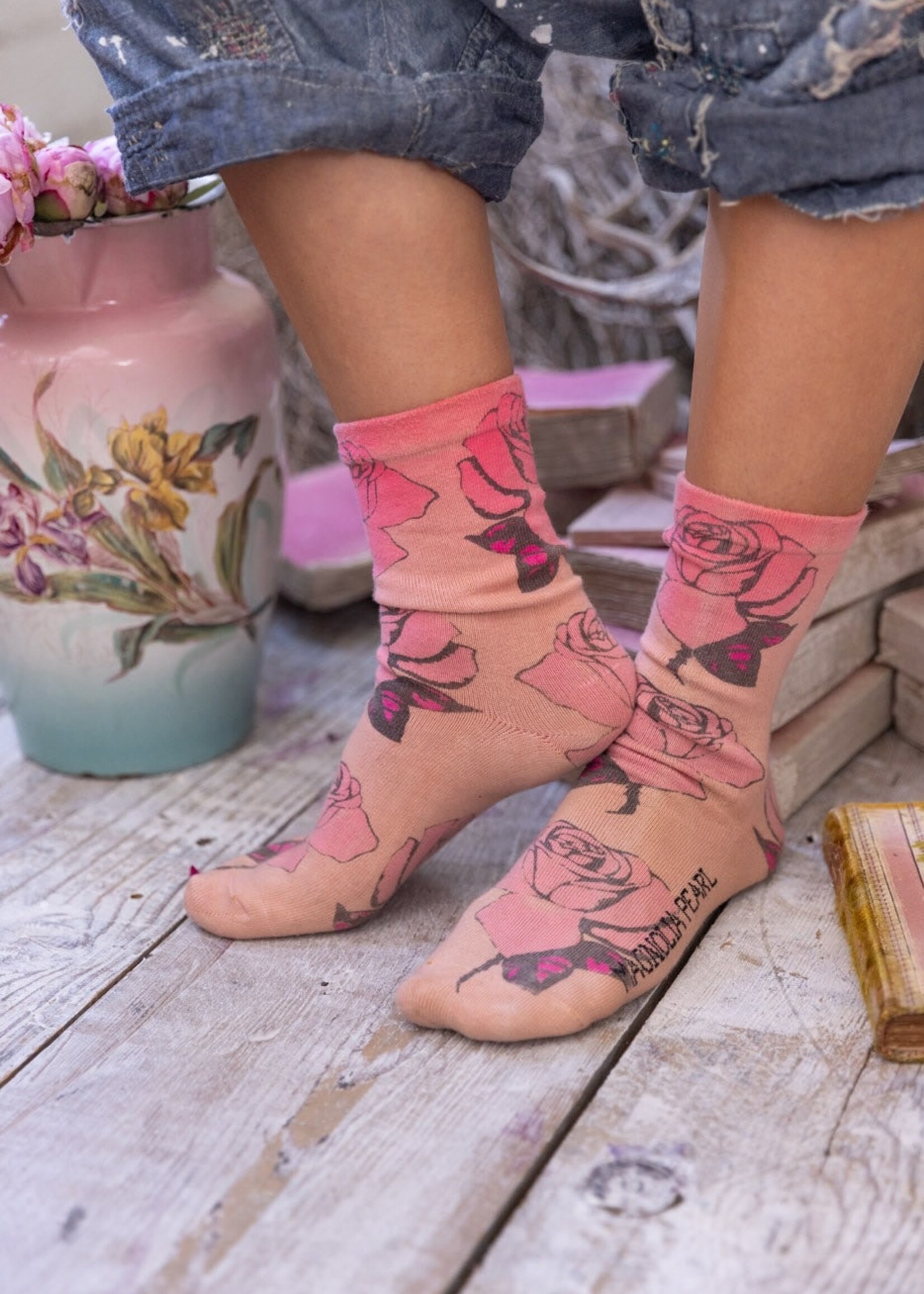 Magnolia Pearl MP All For Roses Socks 134 Bubblegum Rose One Size