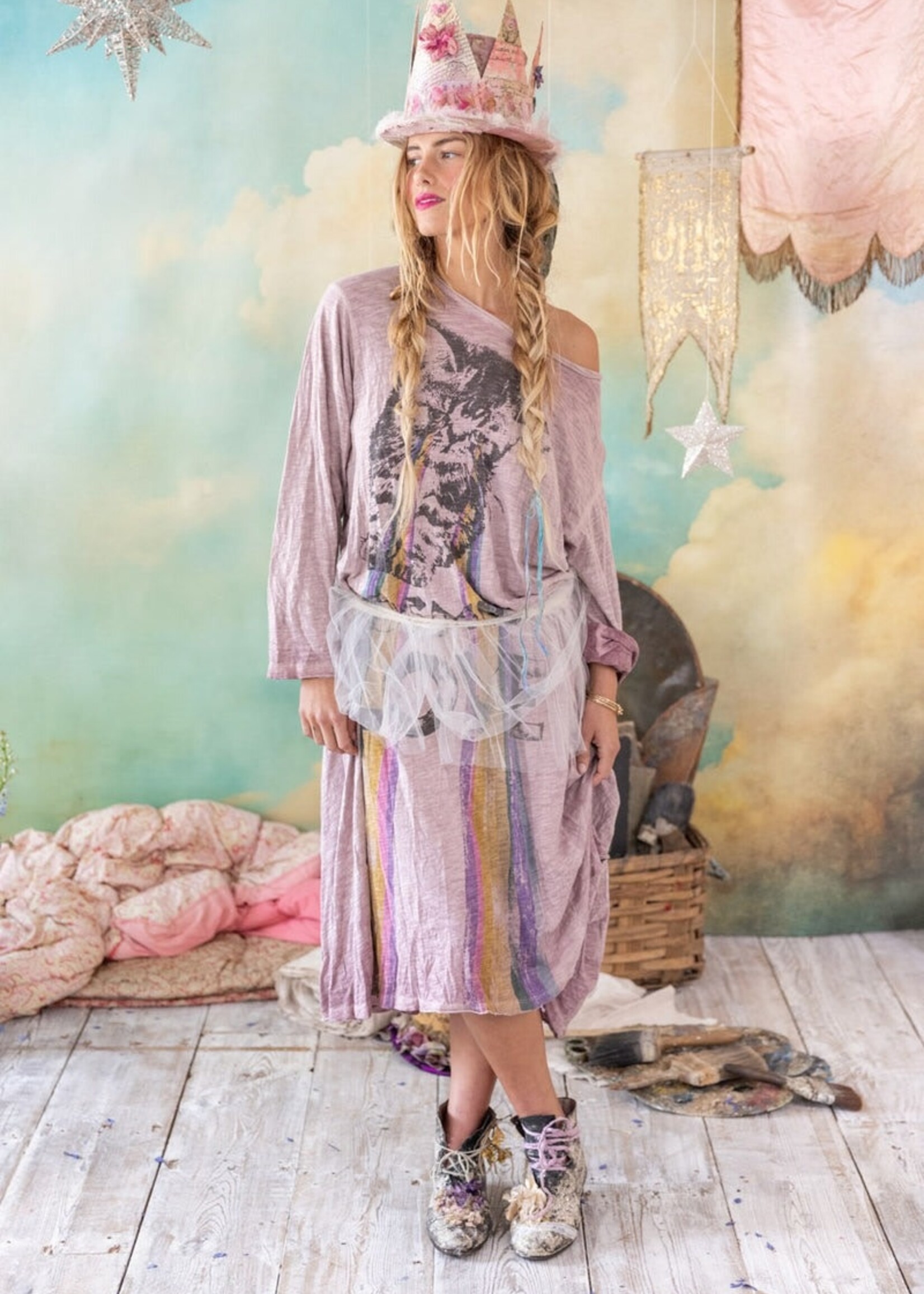 Magnolia Pearl Cosmic Love Viggo Tee Dress 1326 Sunfaded Azalea One Size