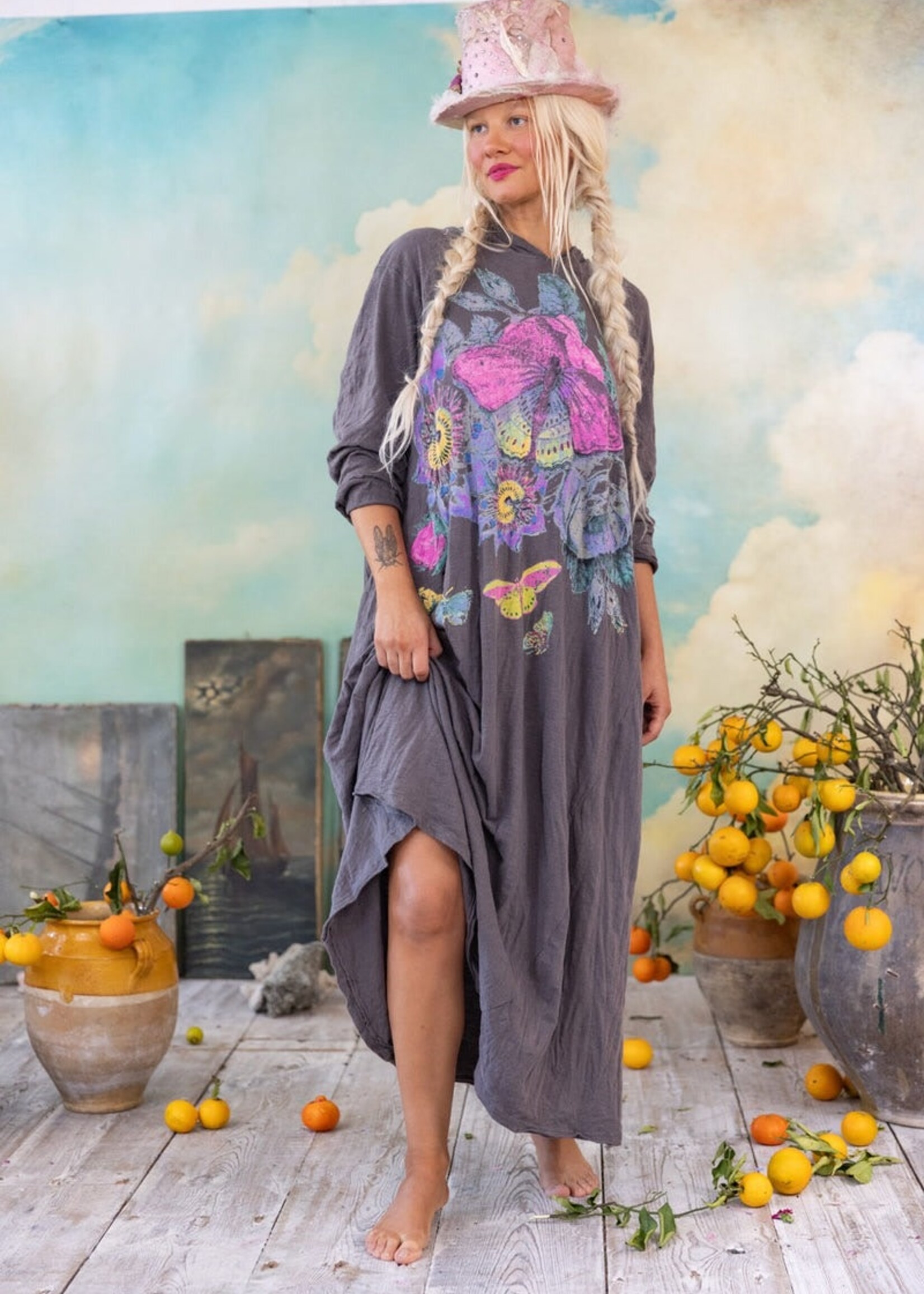 Magnolia Pearl Flor de la Pasión Viggo Hoodie Tee Dress 1348 Ozzy One Size