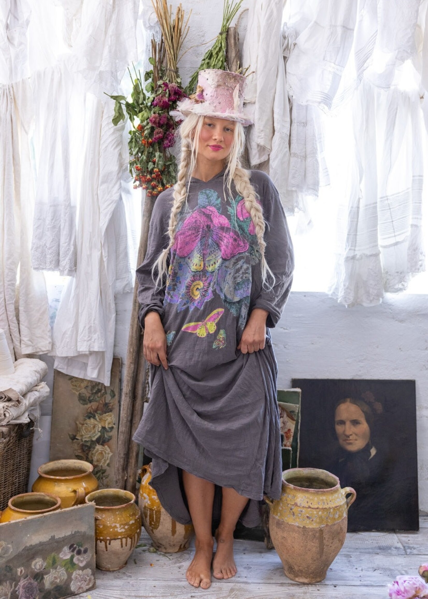 Magnolia Pearl Flor de la Pasión Viggo Hoodie Tee Dress 1348 Ozzy One Size