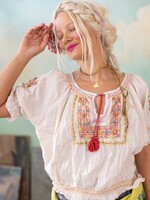 Magnolia Pearl Embroidered Chrissy Folk Blouse Top 2134 Moonlight One Size