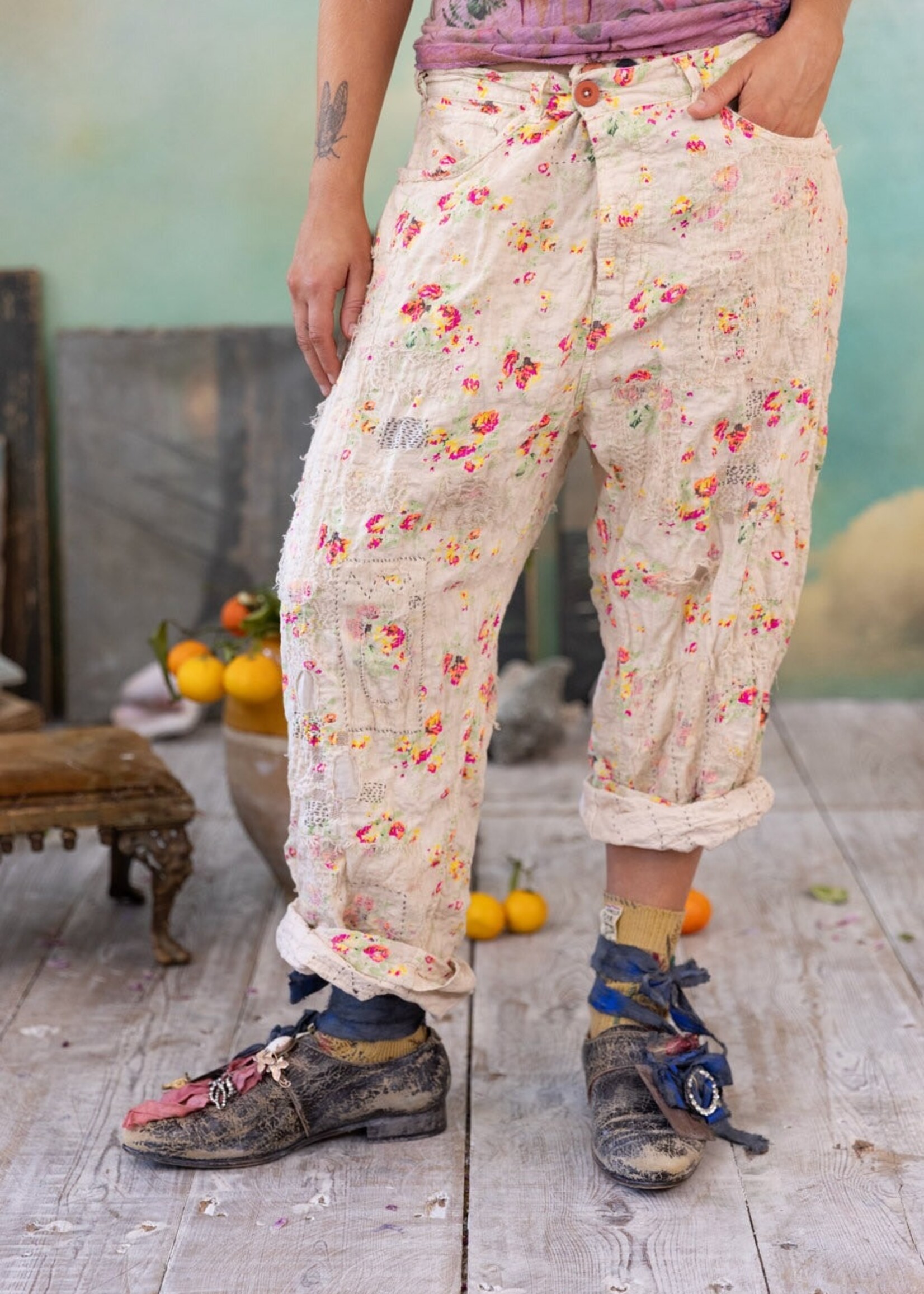 Magnolia Pearl MP Cotton Linen Miner Pants 498 Circus Rose One Size