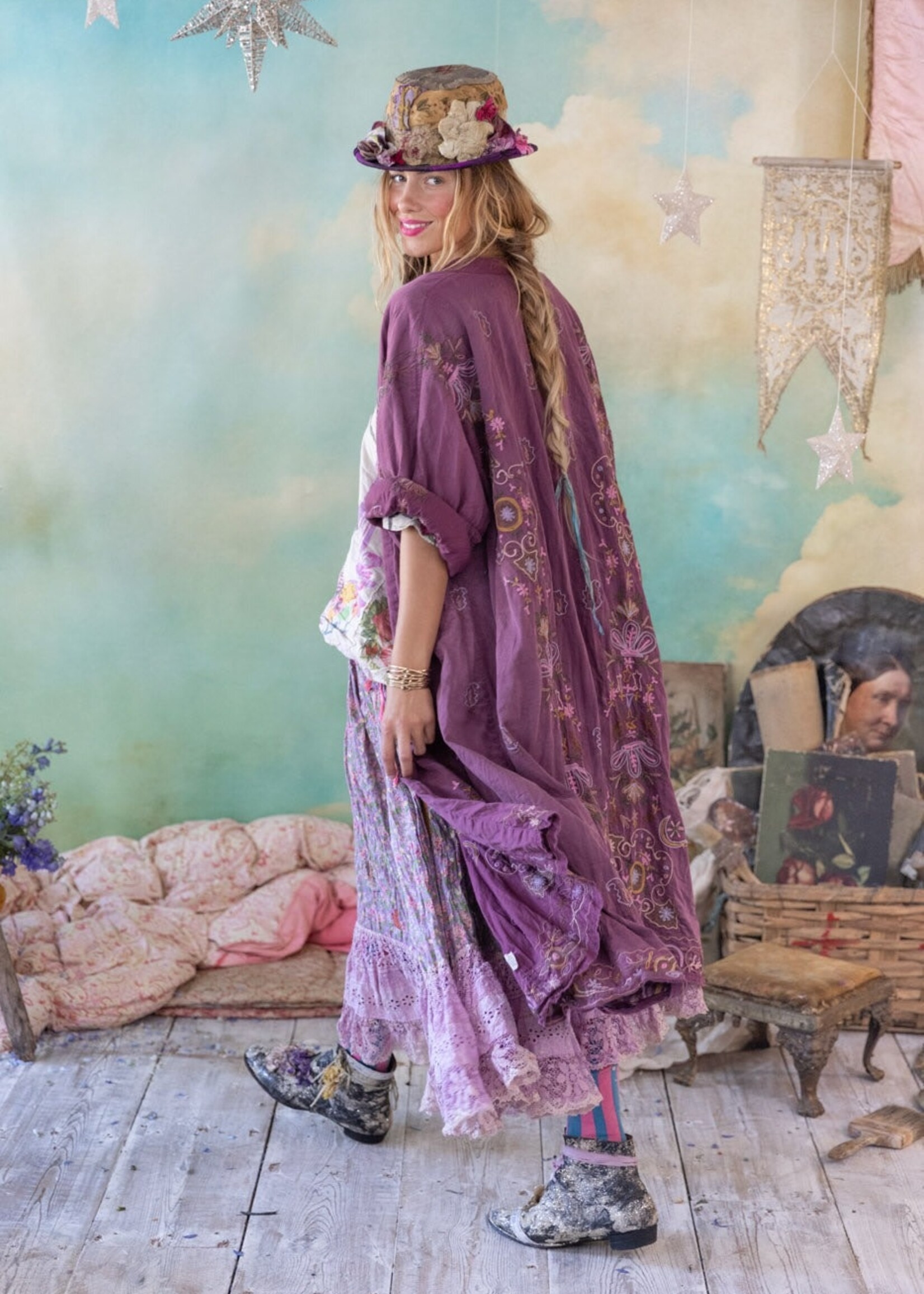Magnolia Pearl MP Embroidered Belinay Kimono Jacket 509 Covet One Size