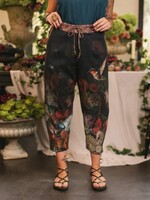 Market of Stars Flight of Fancy Linen Cropped Artist Pants w/ Hummingbird