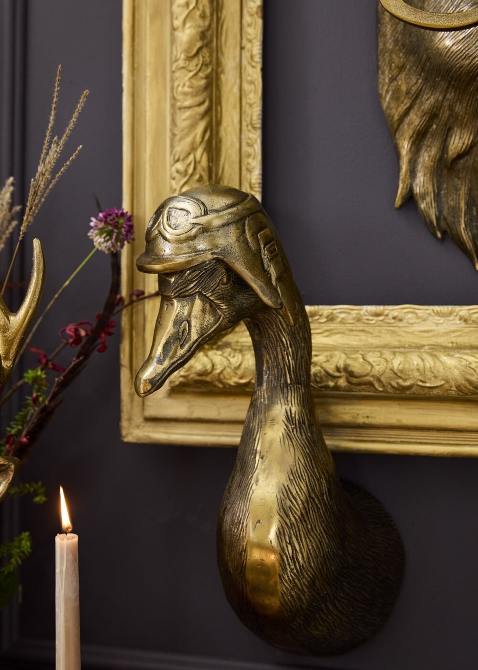 Eric + Eloise (E+E) Collection Charlie the Duck - E+E Collection Cast Metal Wall Mount with Aviator Helmet