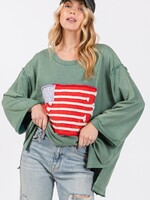 Flag Patch Half Sleeve Top