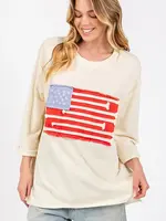 Flag Patch Half Sleeve Top