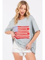 Sage & Fig American Flag Patch T-Shirt Mineral Wash