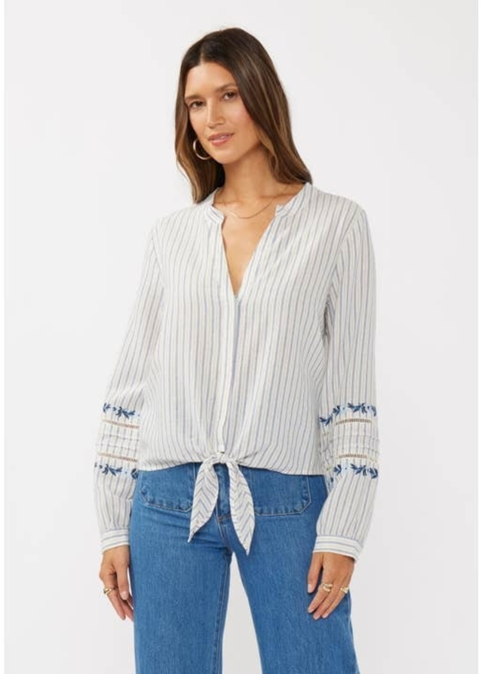 Tie Front Stripe Top