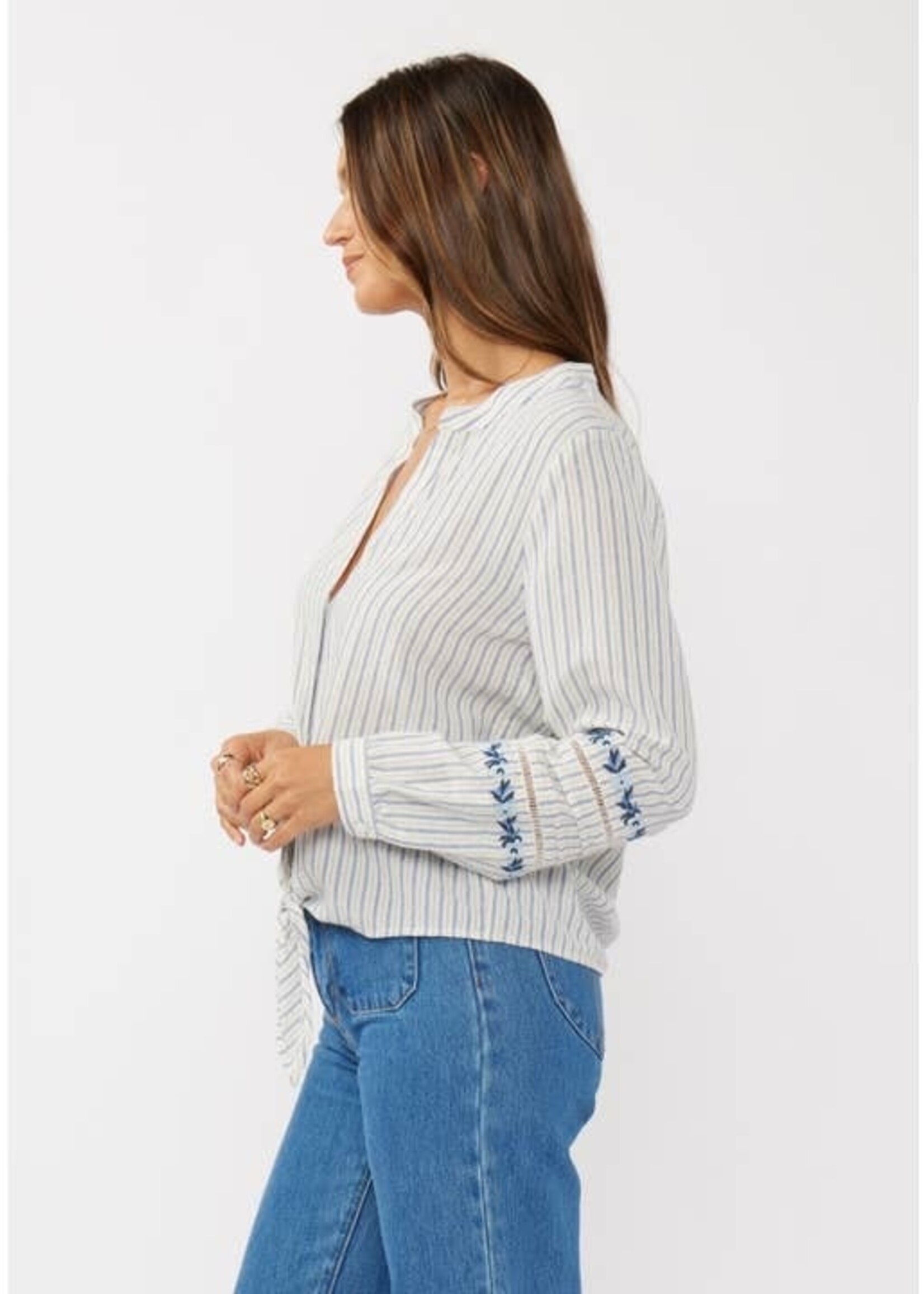 Tie Front Stripe Top
