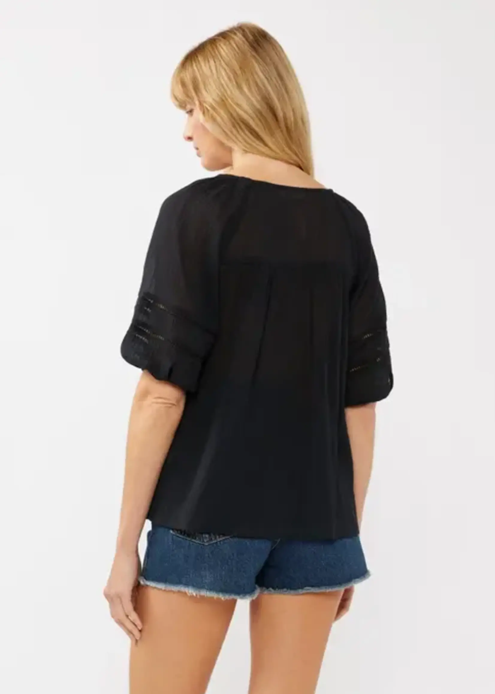Lovestitch Puff Sleeve Pleated Yoke Top