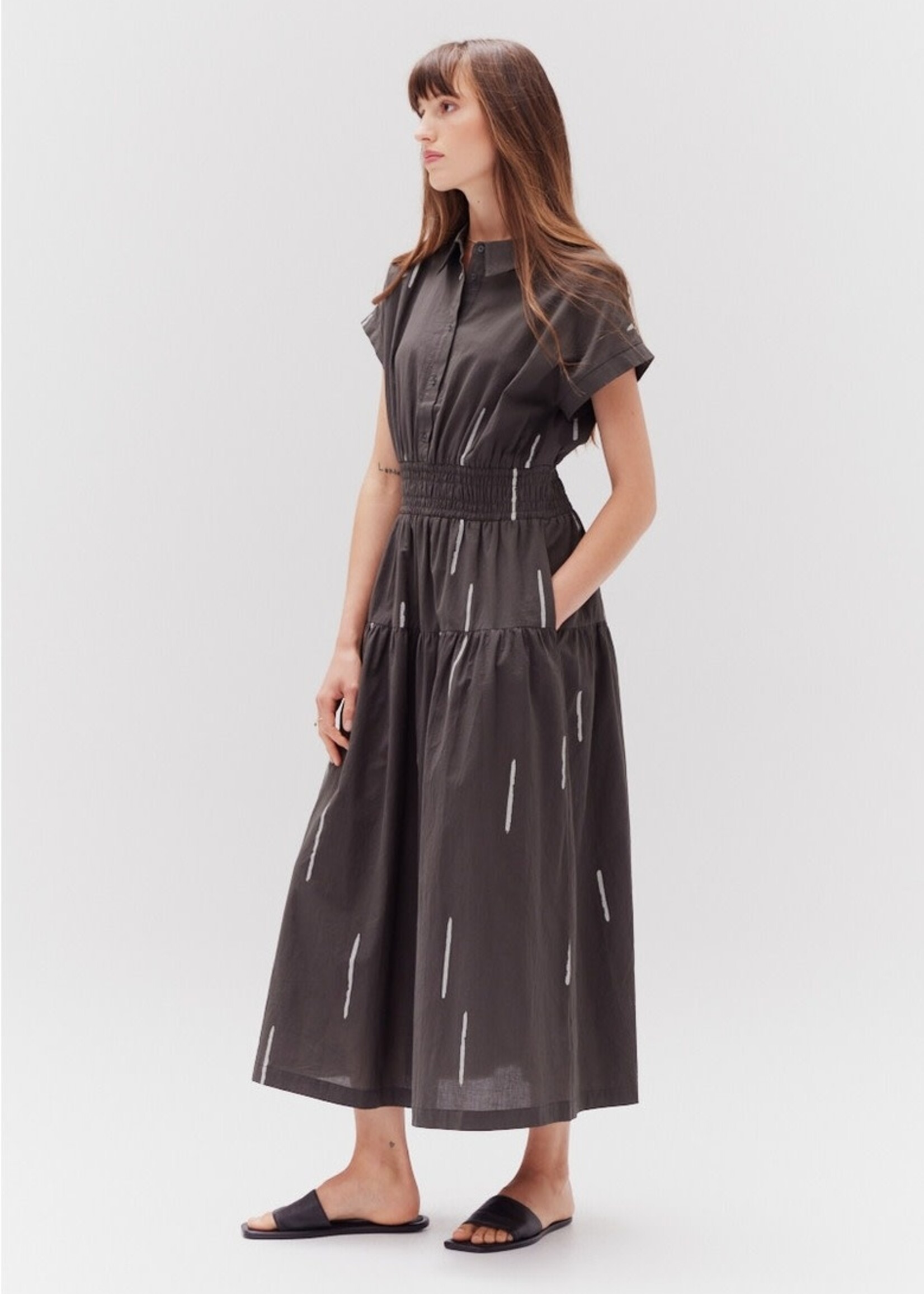 Grade & Gather Matchstick Print Shirt Dress