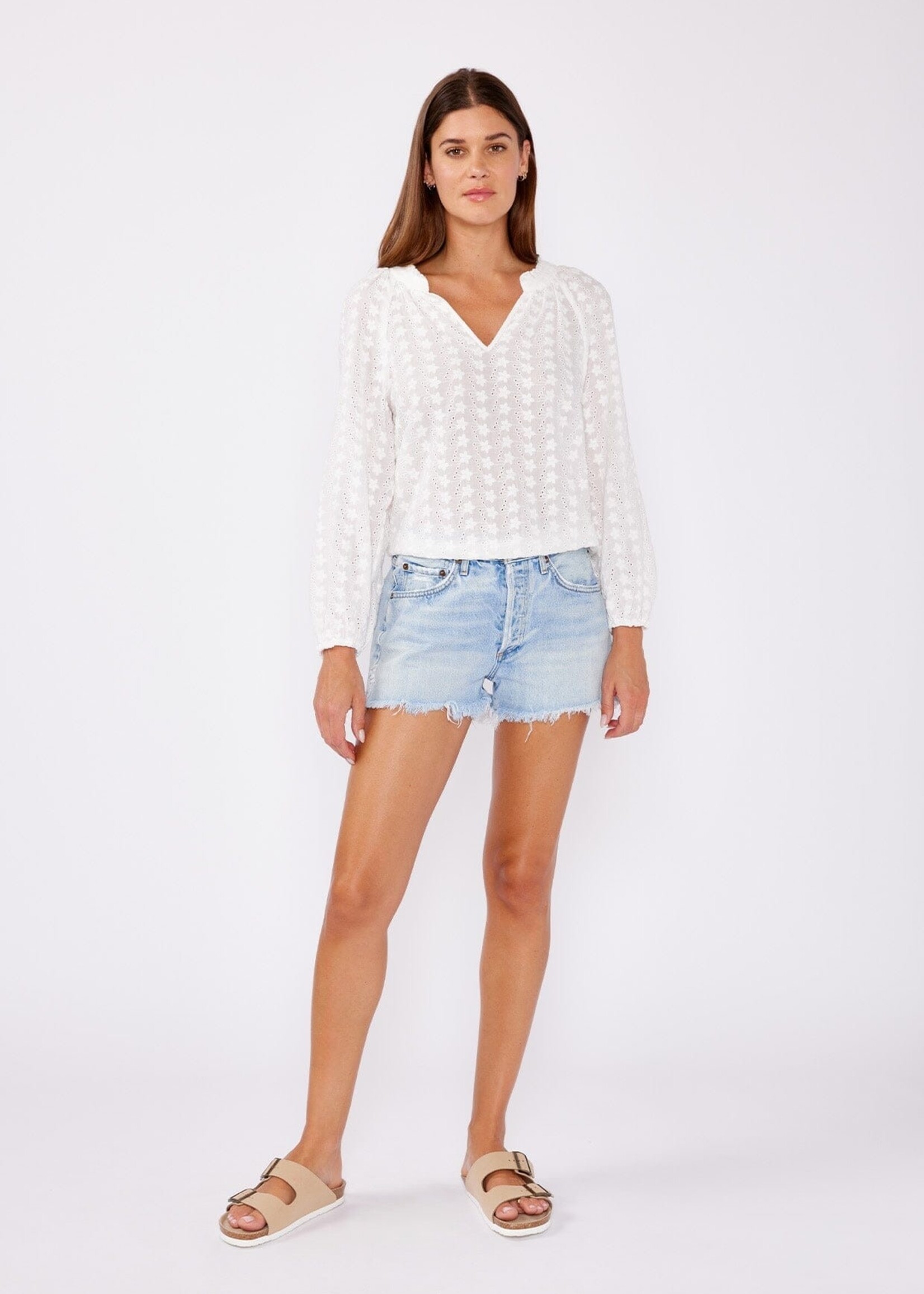 Ethereal Floral Embroidered Blouse - Natural