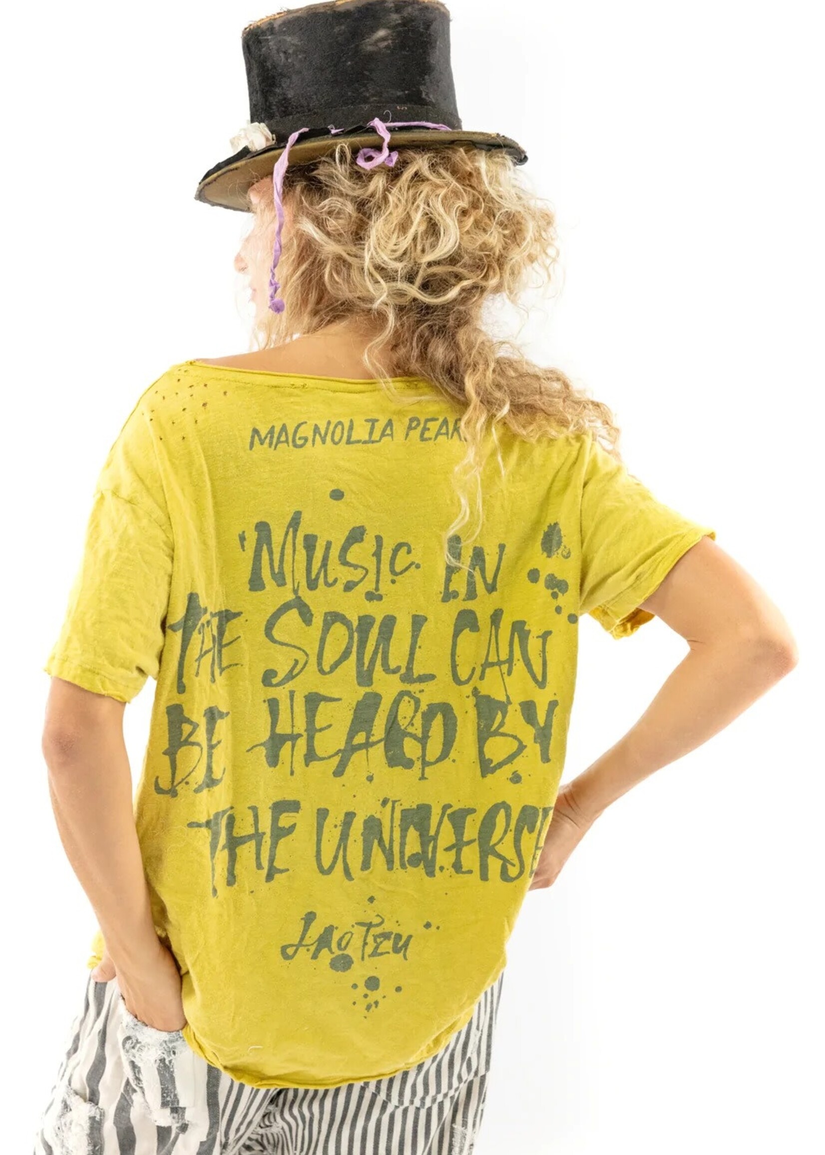 Magnolia Pearl Magnolia Pearl Clothing Cosmic Kitten Tee Top 1251 Citron