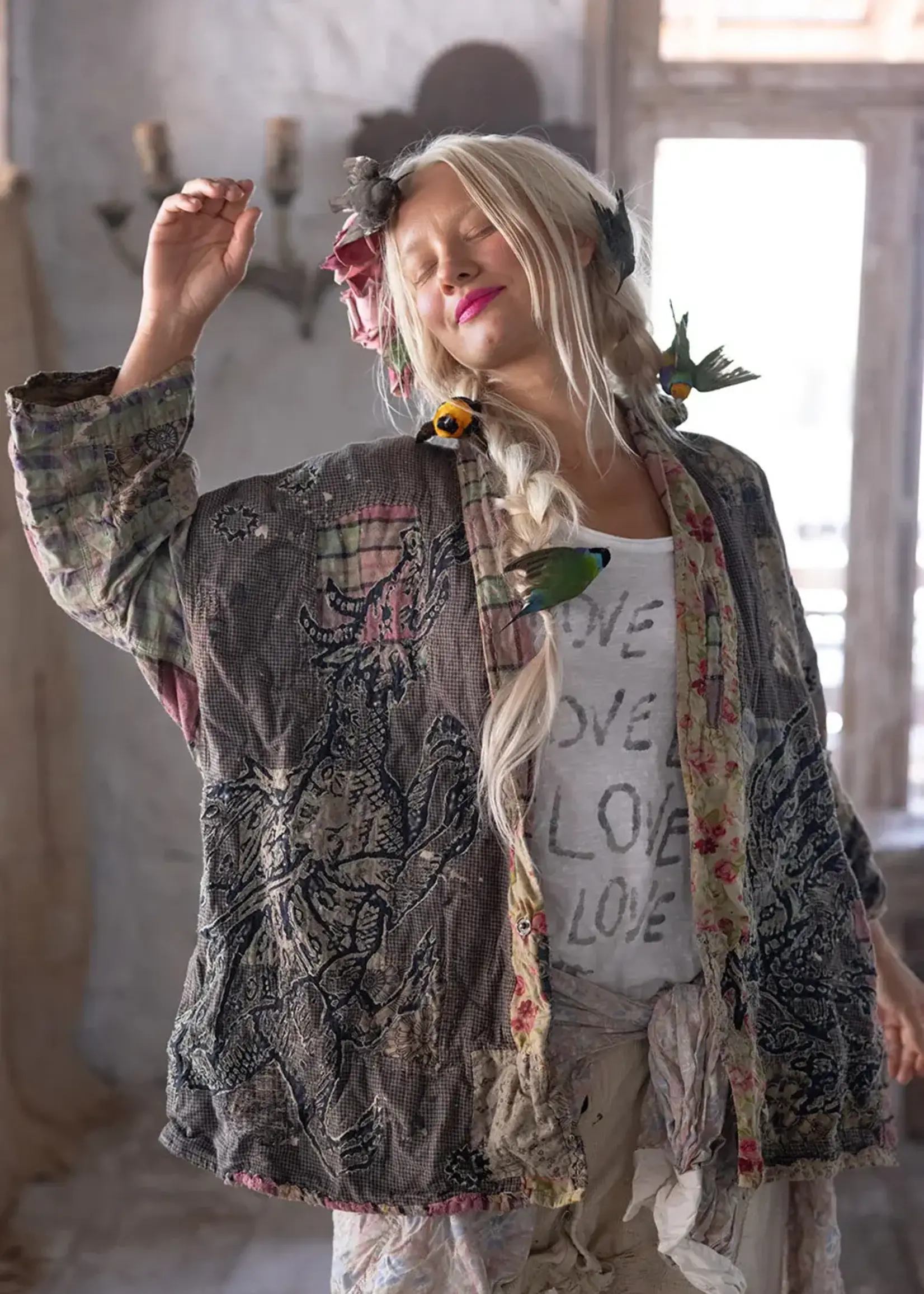 Magnolia Pearl Dragon Julian Kimono Jacket 1077 Raven One Size
