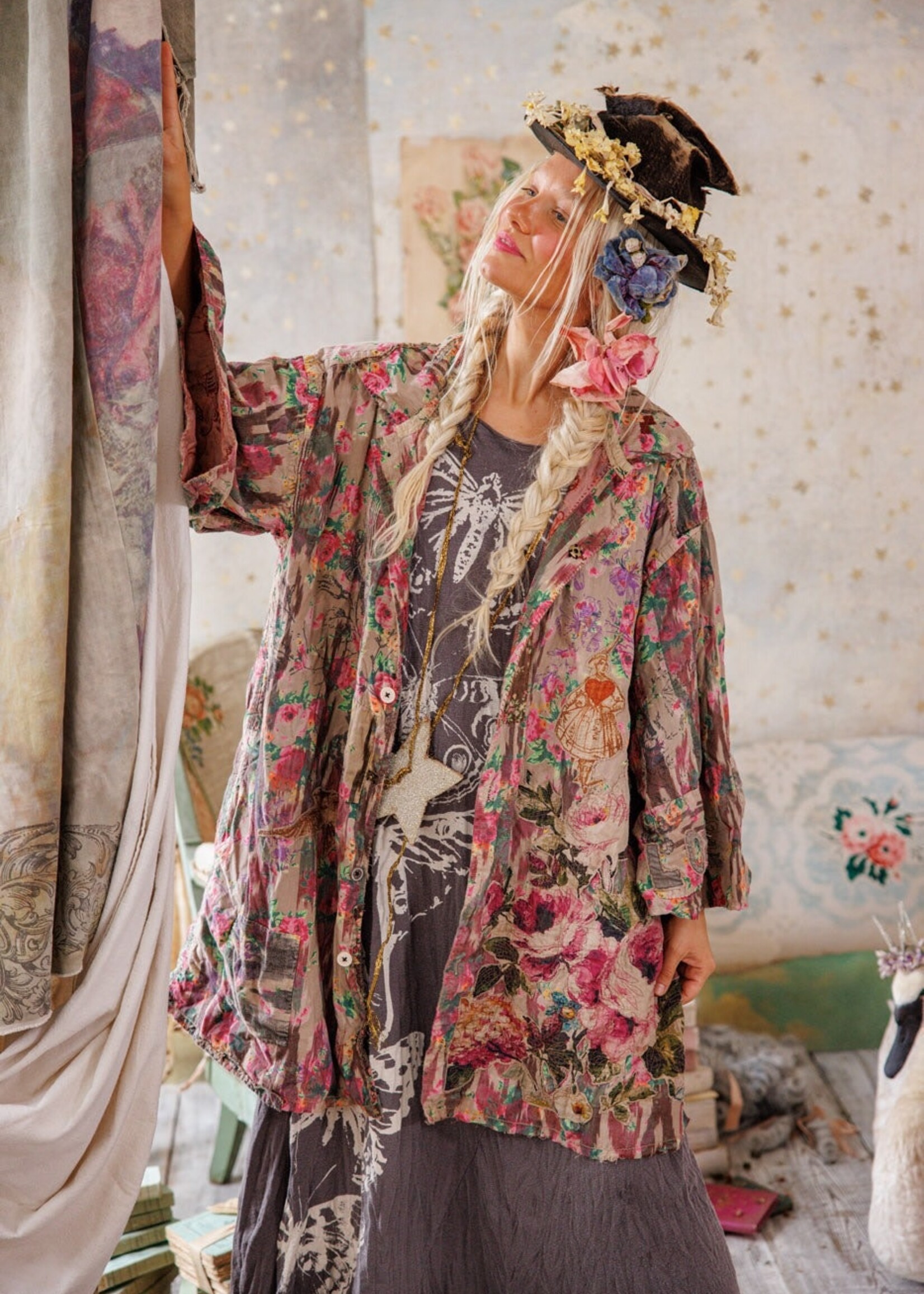 Magnolia Pearl Applique Cyrene Coat Jacket 1122 Izmir One Size