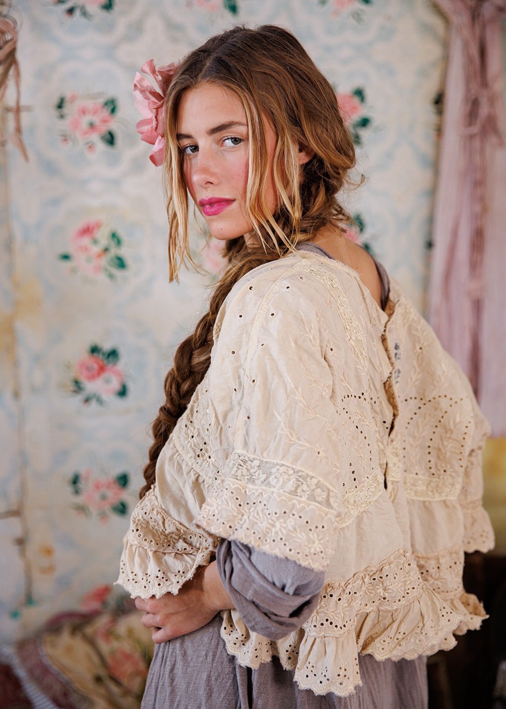 Magnolia Pearl Eyelet Rosemary Blouse Top 2186 Aged One Size