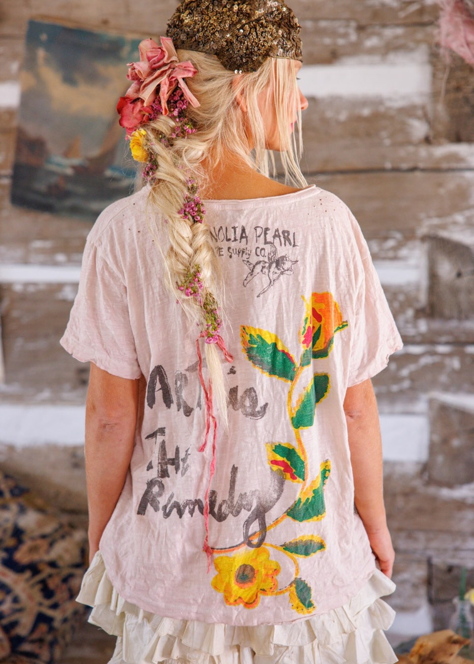 Magnolia Pearl Frida Art Is the Remedy Tee Top 2310 Lychee Blossom One Size