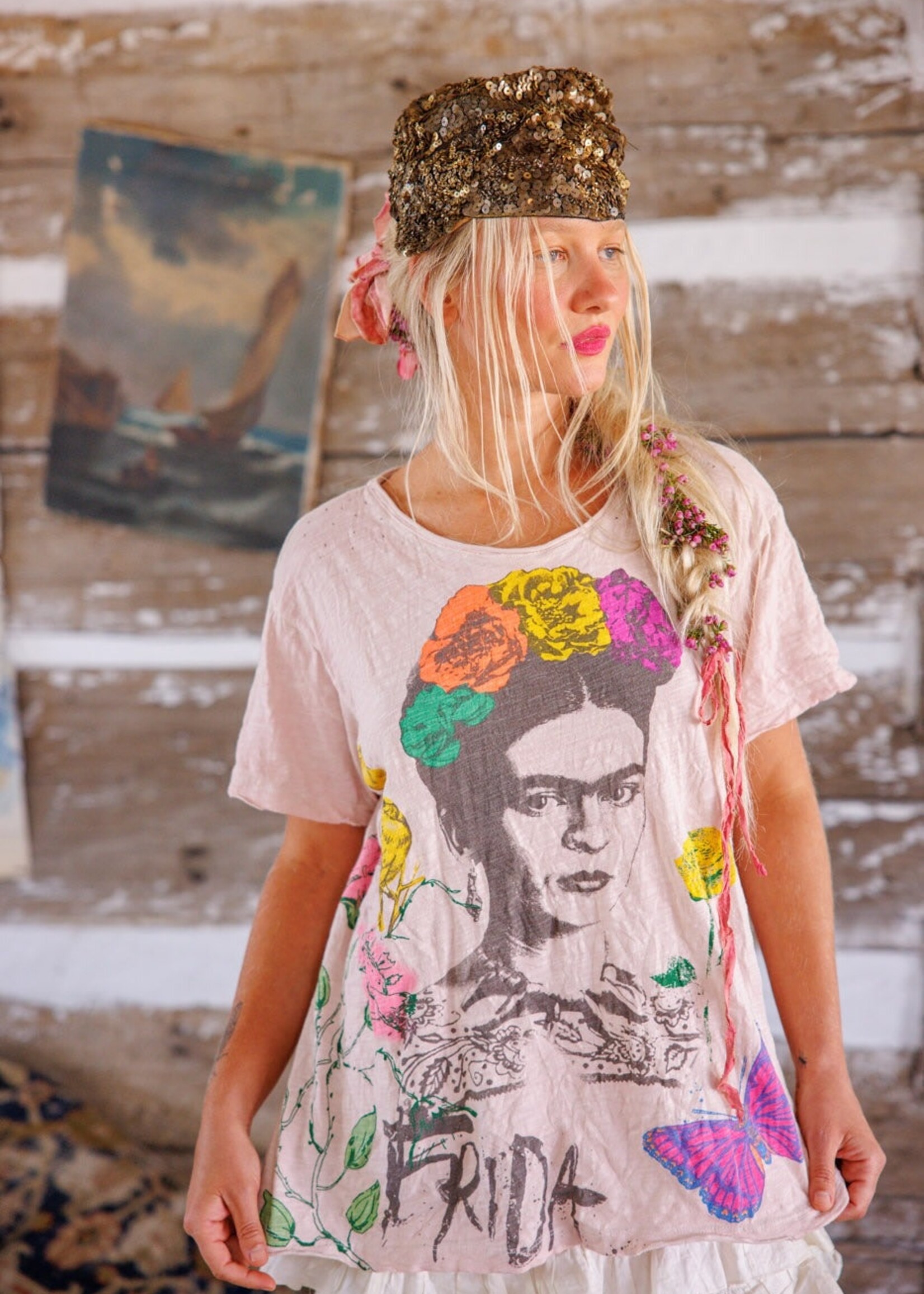 Magnolia Pearl Frida Art Is the Remedy Tee Top 2310 Lychee Blossom One Size