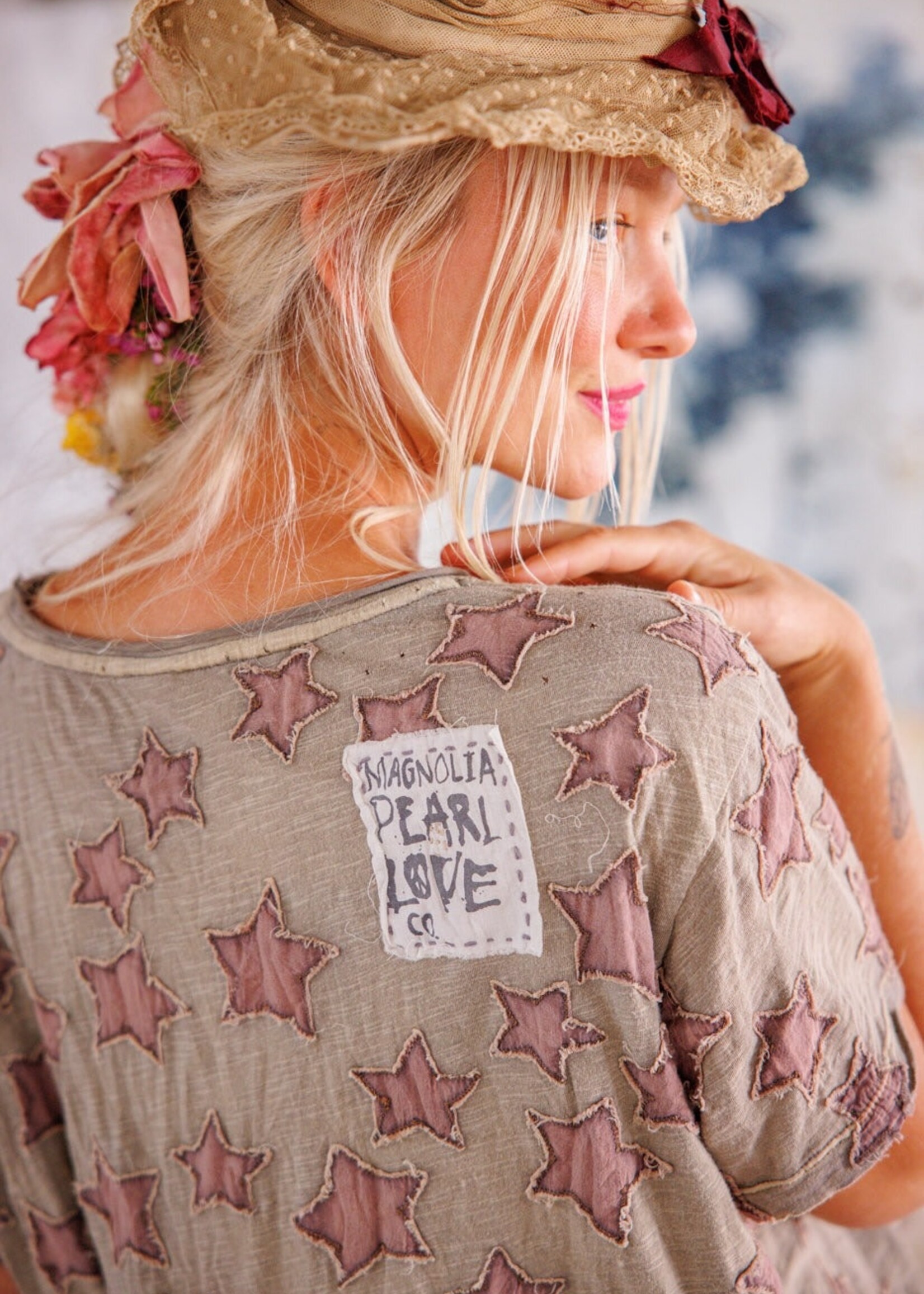 Magnolia Pearl Little Star Applique Tee Top 1991 Evangeline One Size
