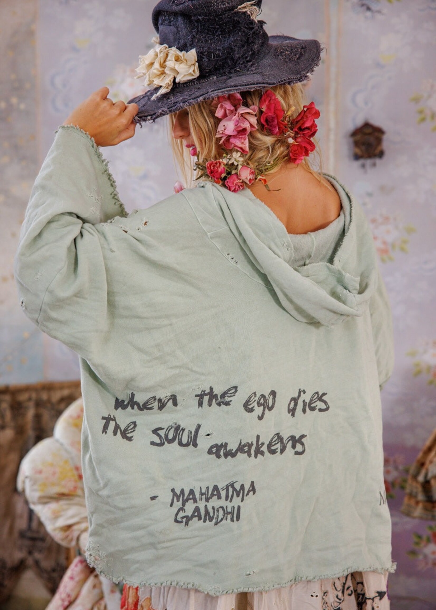 Magnolia Pearl Bapu Fritza Hoodie Top 2449 Dove Ash One Size