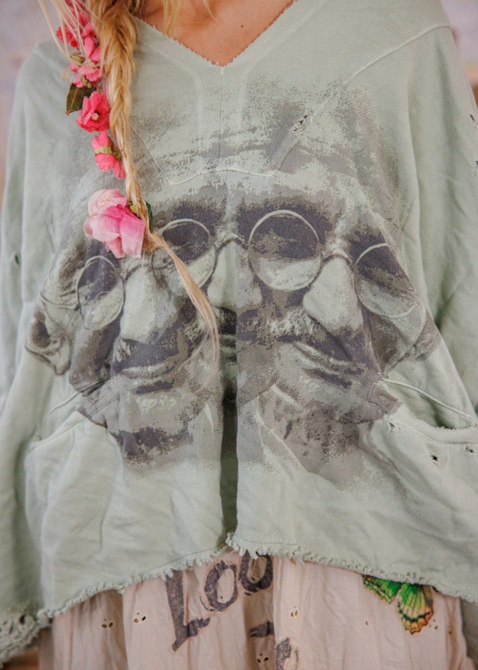 Magnolia Pearl Bapu Fritza Hoodie Top 2449 Dove Ash One Size