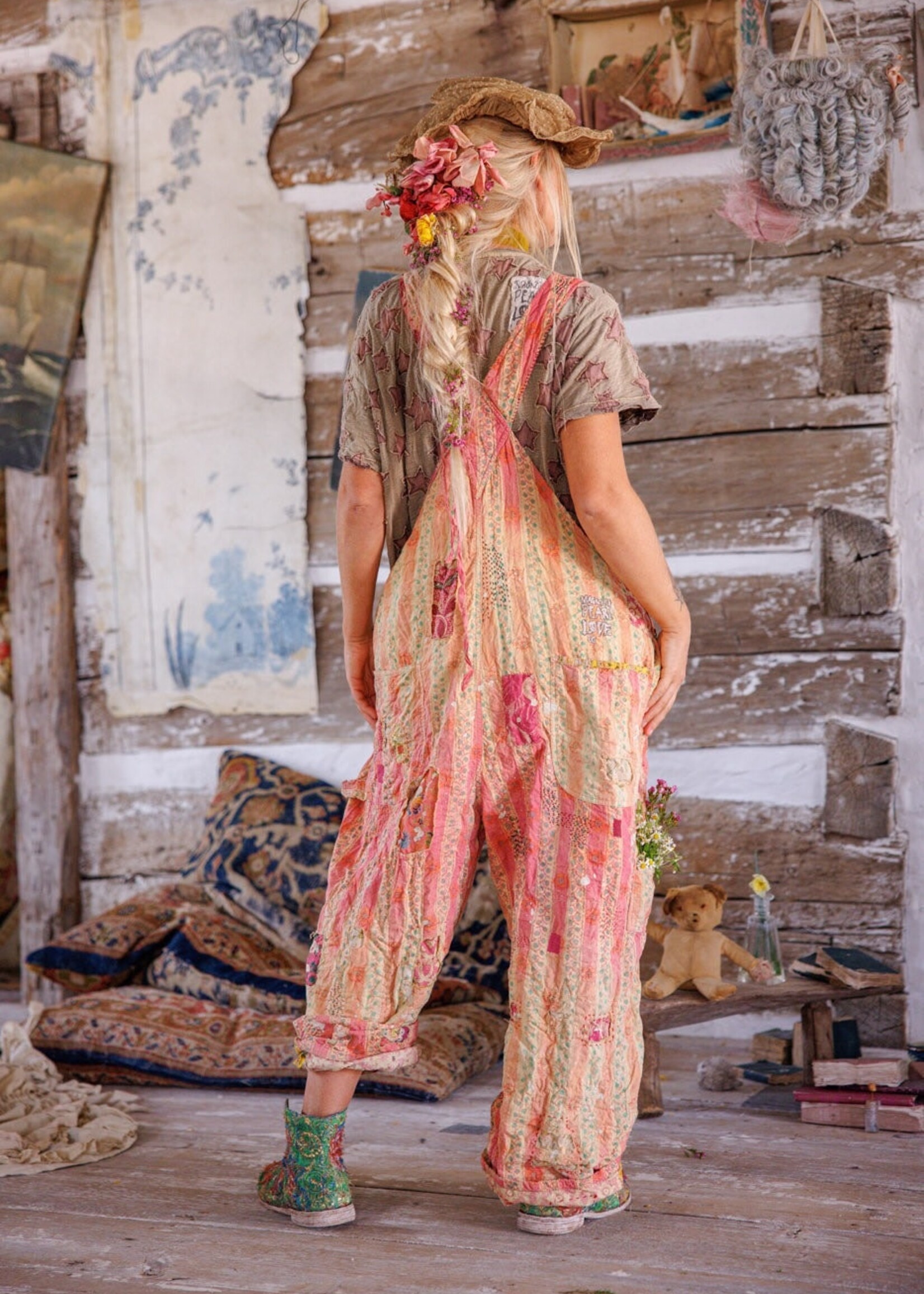 Magnolia Pearl Sunfaded Love Overalls 151 Sunrise Daisy One Size