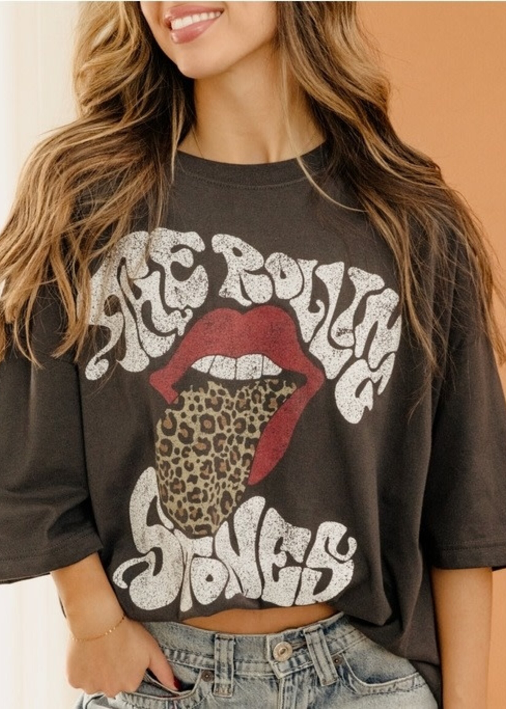 Livy Lu Rolling Stones Leopard Tee One Size