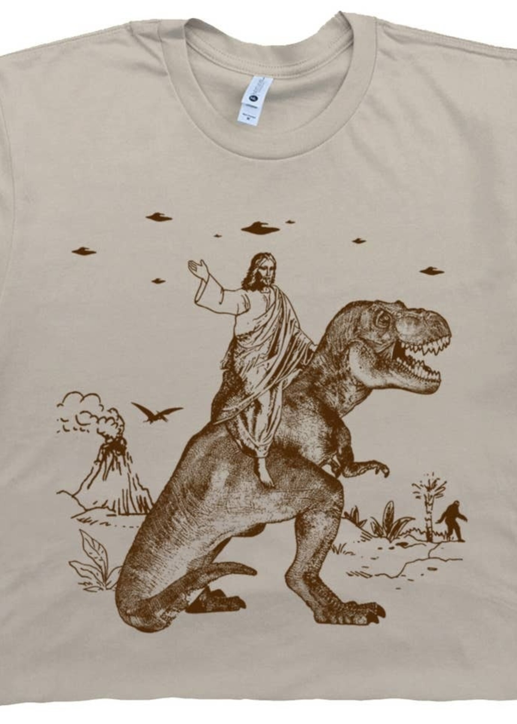 Shirtmandude Co Jesus Riding Dinosaur Tee