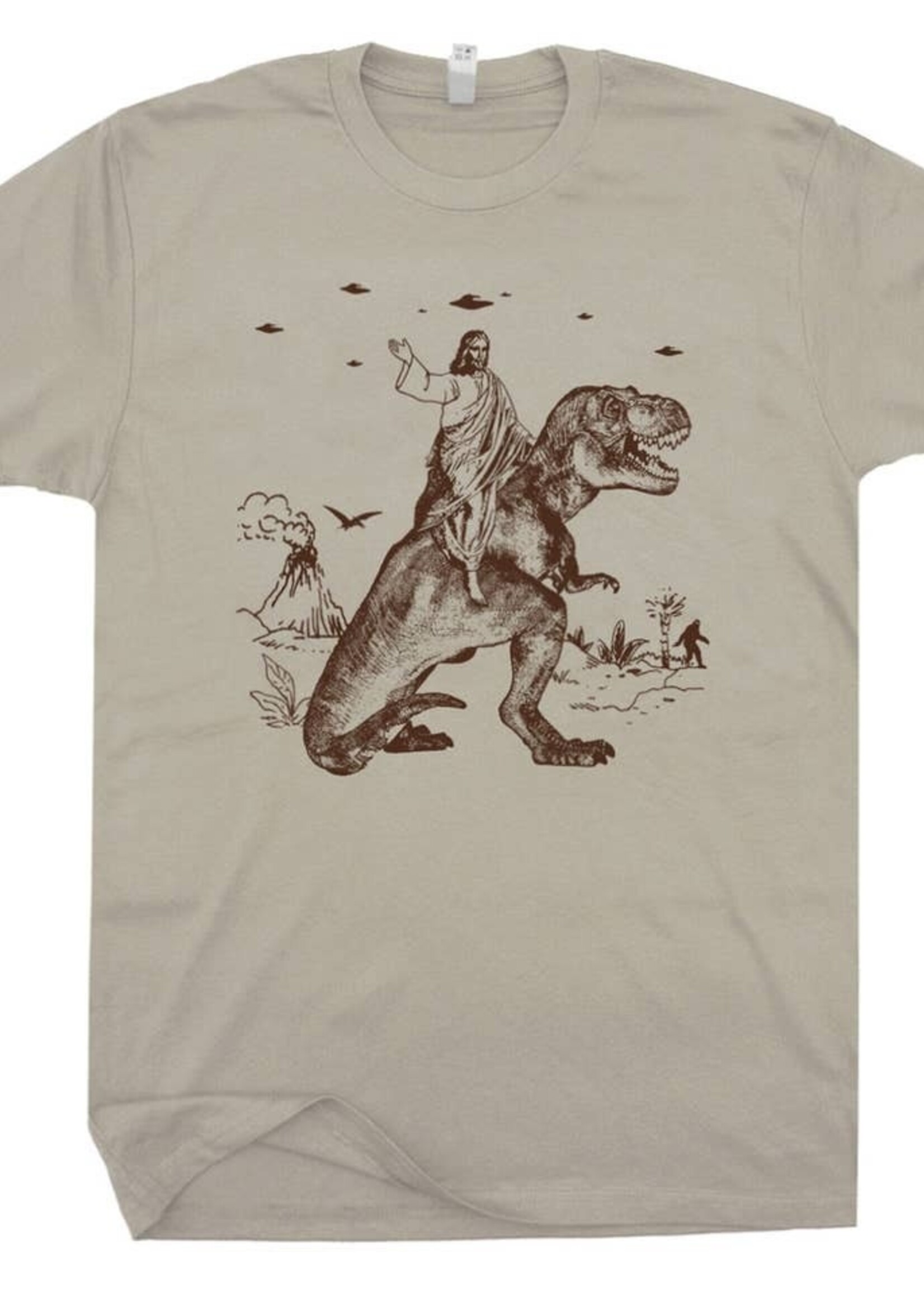 Shirtmandude Co Jesus Riding Dinosaur Tee