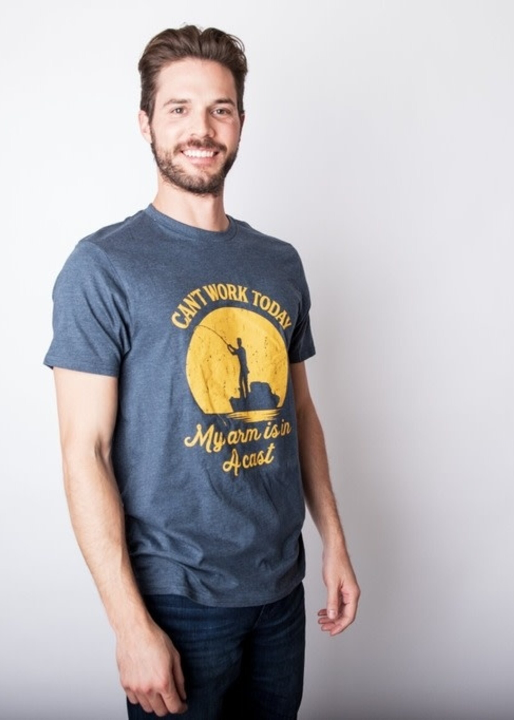 “Can't Work Today, My Arm is in a Cast” Funny Fishing T-Shirt for Men – Crazy Dog Tee