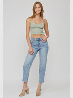 Mica Denim Super High Wedge Straight Leg Jeans Sky