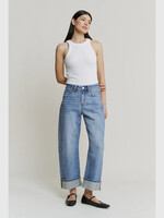 Mica Denim High Rise Barrel Jean Cuffed Hem Dusty Sky