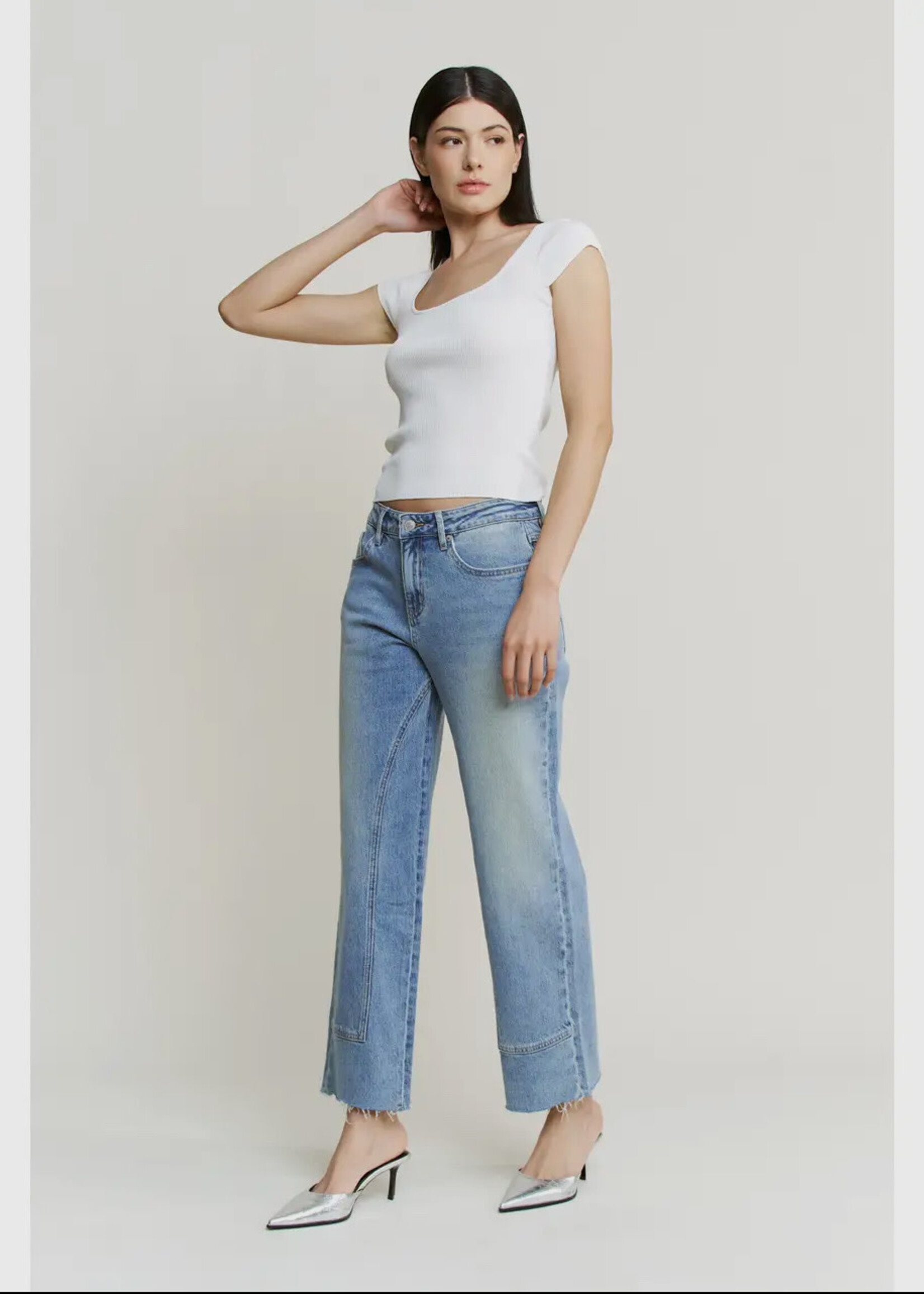 Mica Denim Mid Rise Ankle Straight Jean Blue Lava