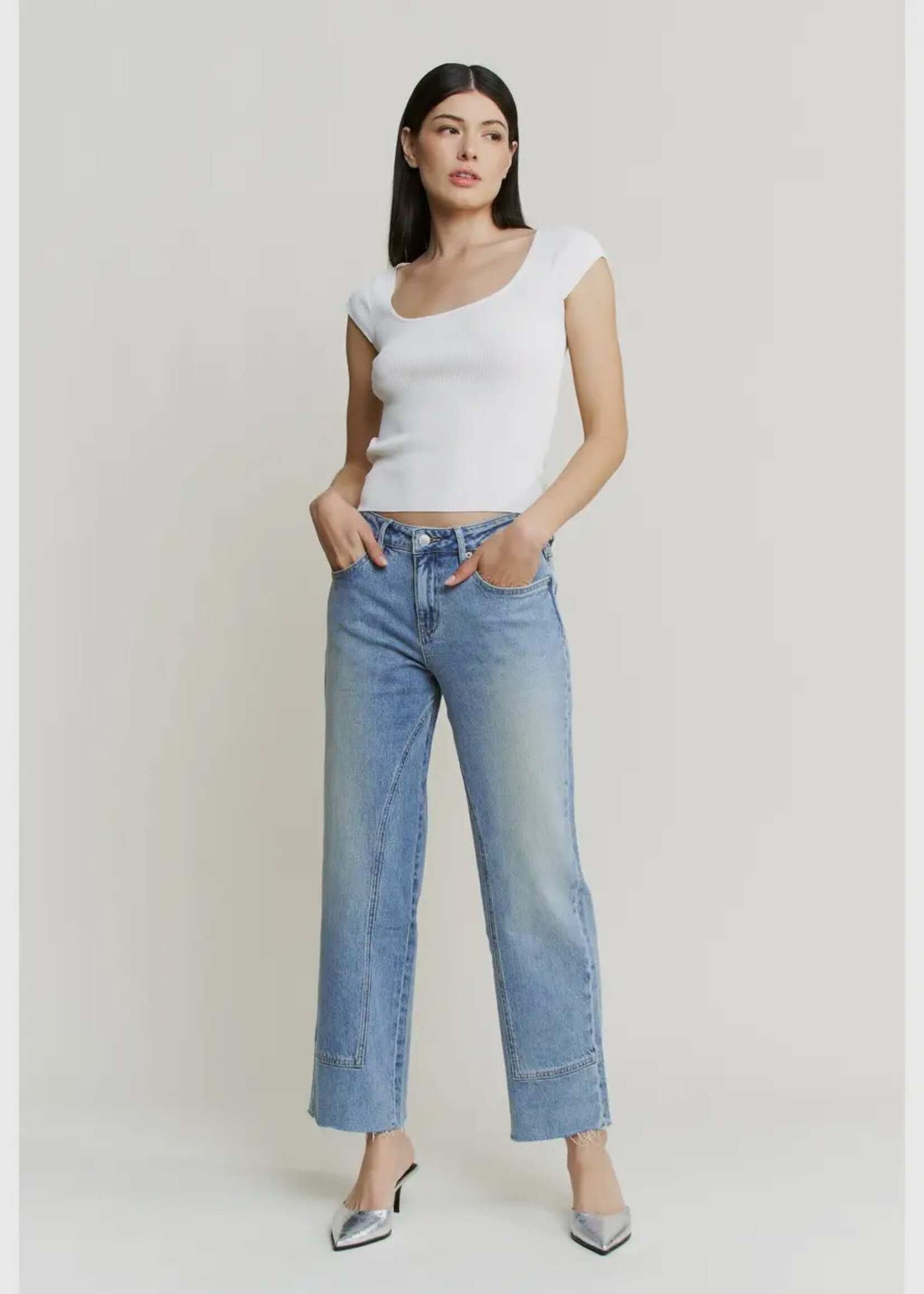 Mica Denim Mid Rise Ankle Straight Jean Blue Lava