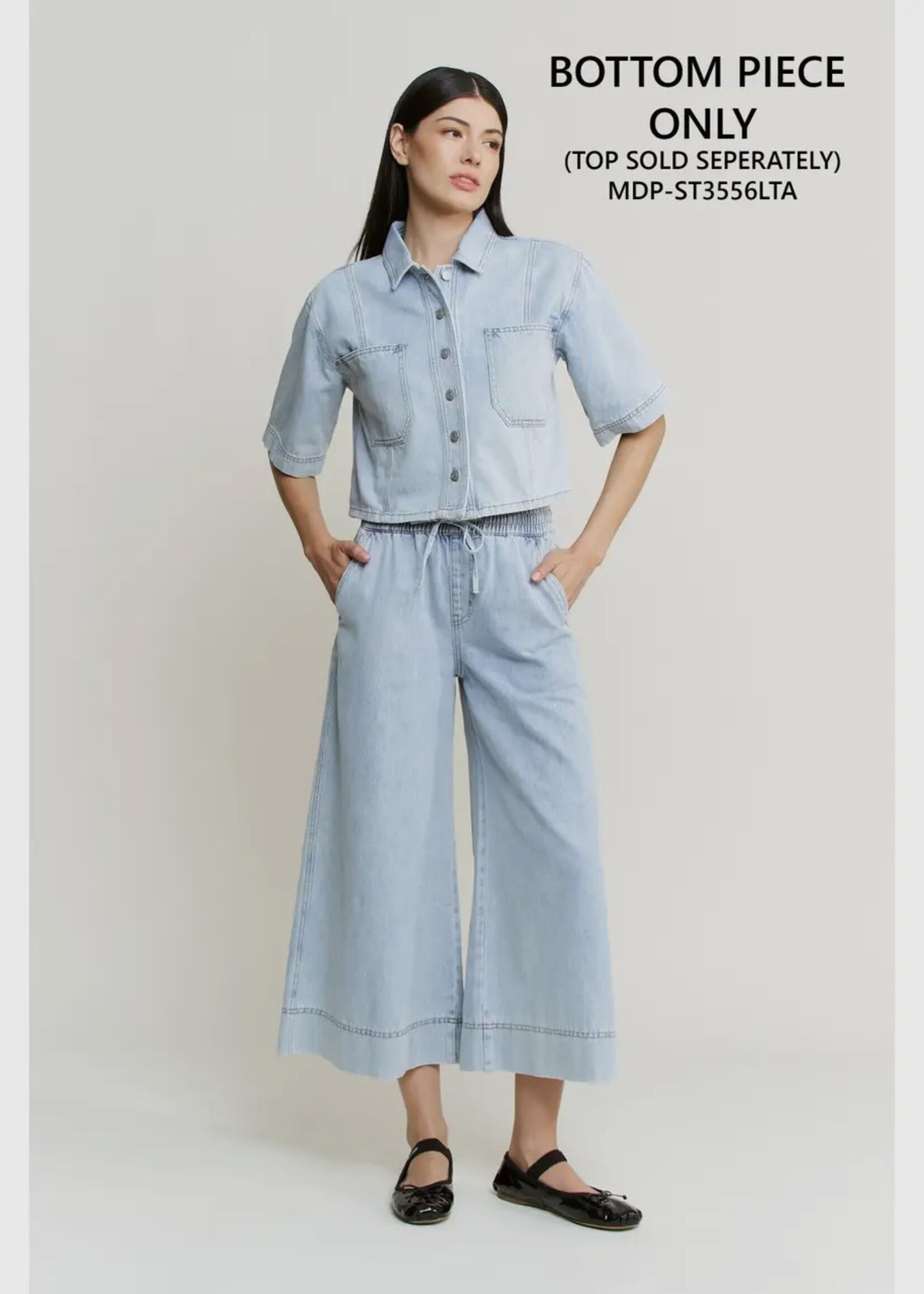 Mica Denim High Rise Wide Leg Capri Jean Lt. Sea
