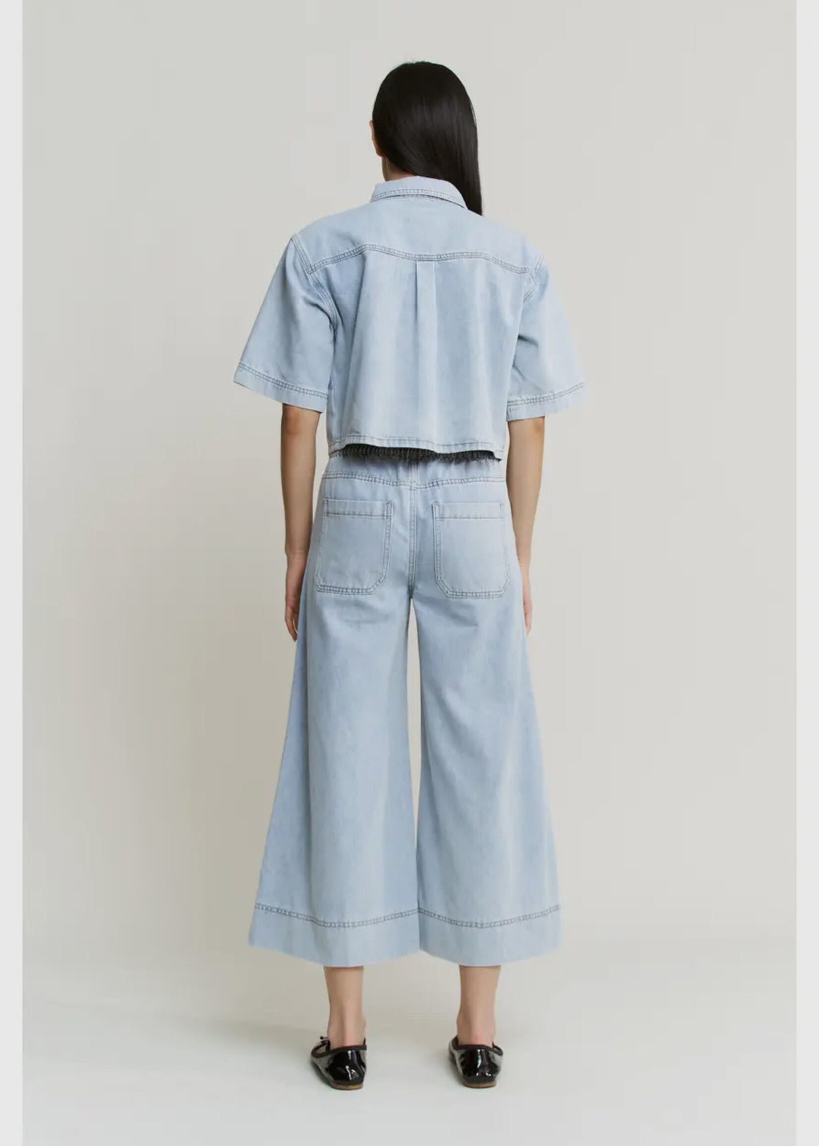 Mica Denim High Rise Wide Leg Capri Jean Lt. Sea