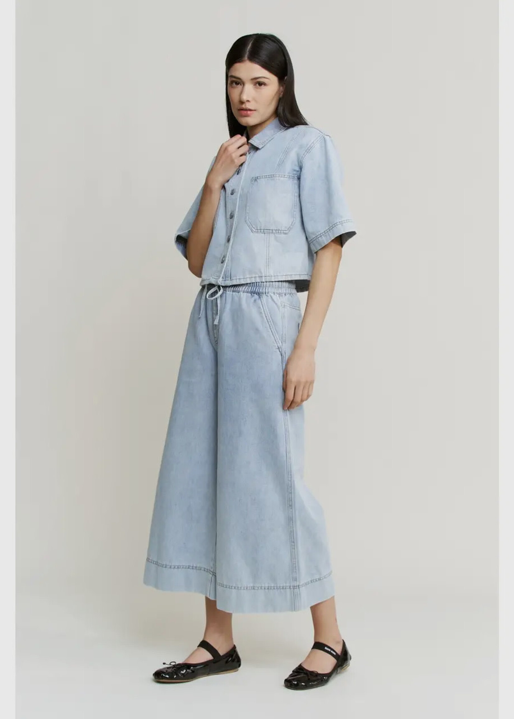 Mica Denim High Rise Wide Leg Capri Jean Lt. Sea