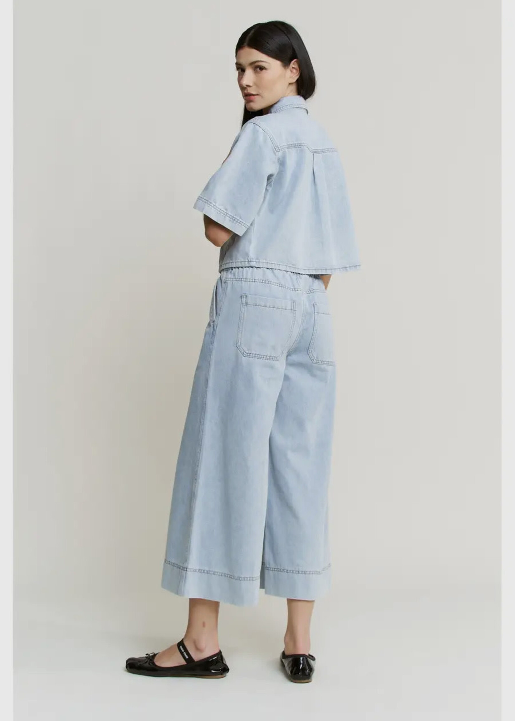 Mica Denim High Rise Wide Leg Capri Jean Lt. Sea