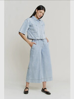 Mica Denim High Rise Wide Leg Capri Jean Light Sea